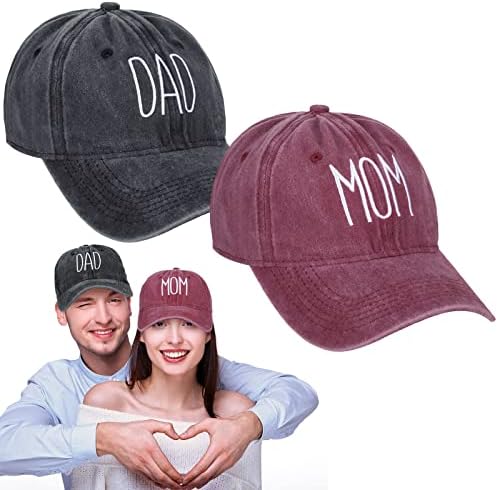 2 buc mama și tata pălării pentru părinții noi Ziua Mamei Unisex Cap reglabil bumbac baseball capace cadou pentru cupluri și