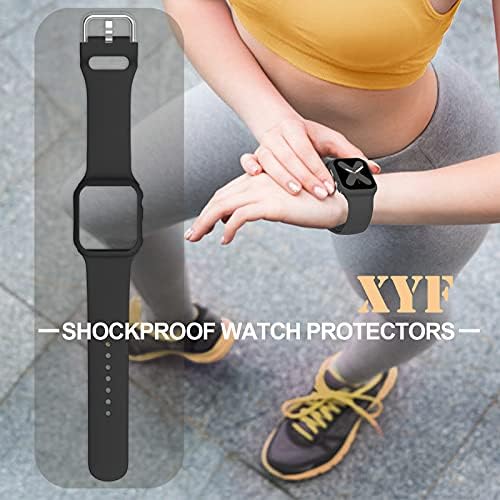 XYF compatibil cu benzile Apple Watch Series 8 7 SE / 6 5 4 3 2 1 Cu carcasă de bara de protecție moale Silicon Upgrade Sport
