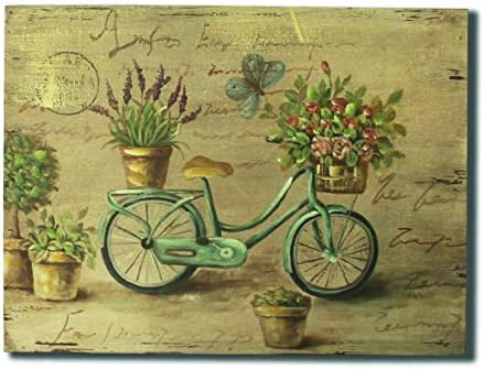 CVHOMEDECO. Rustic retro pictat manual cadru din lemn perete atârnat 3d pictură decorare artă, design fluture cu flori pentru