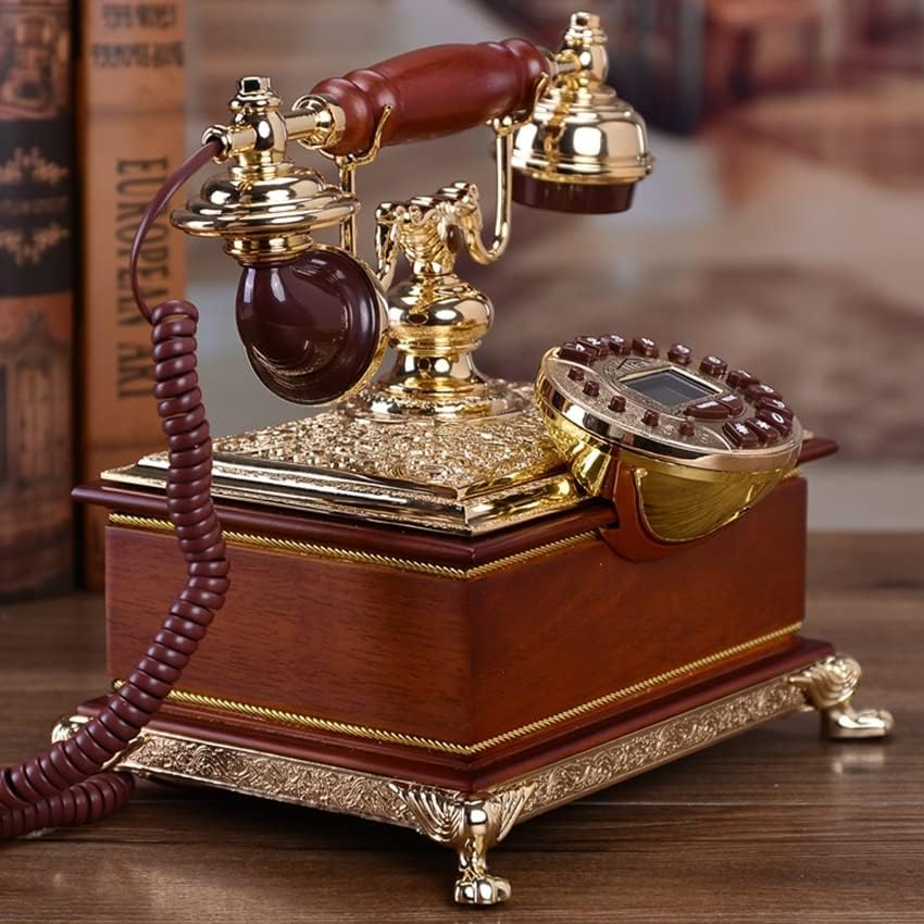 Houkai Table Vintage Telefon fix cu ID de apel al sistemului dual, 16 tonuri de apel, volum reglabil și luminozitate, telefon