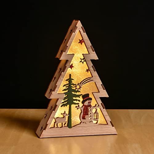 XIOS Decorație de Crăciun 2022 Crăciun din lemn Light Light Decorație Decorații de Crăciun Arbore de Crăciun Forma din lemn