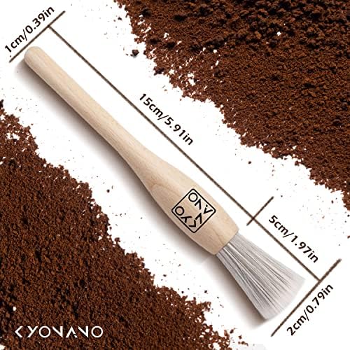 Pensulă de cafea Kyonano, perie de curățare a polizorului de cafea, perie espresso cu mâner din lemn și peri artificiali pentru