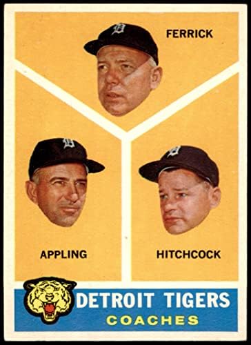 1960 Topps 461 Antrenori Tigers Tom Ferrick/Luke Appling/Billy Hitchcock Detroit Tigers Ex/MT+ Tigers