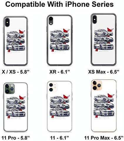 Listpher compatibil cu iPhone 14 carcasă JDM Crew RX7 Skyline GTR Supra Colecție Protector Flexible Flexibile TPU Clear Telefon