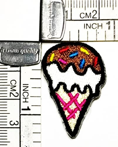Kleenplus 3 buc. Mini ciocolată înghețată con desen animat fier brodat pe coase pe insignă pentru blugi jachete pălării Rucsaci