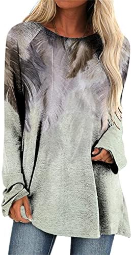 NOKMOPO femei maneca lunga Tricouri Moda Femei Casual Vrac Gât rotund cu mâneci lungi imprimare T-Shirt Topuri