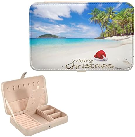 innewgogo Crăciun Moș Crăciun pălărie plajă cutie mică de bijuterii PU organizator de bijuterii din piele călătorie suport