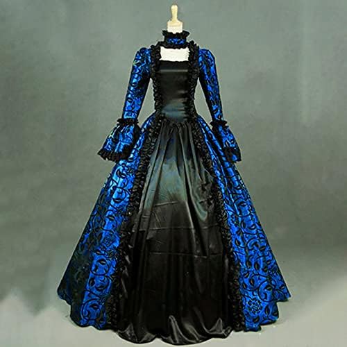 Rochii de regență pentru femei plus dimensiuni cu mânecă rochie de bilă de bilă dantelă în spate, rochie halter costum de renaștere