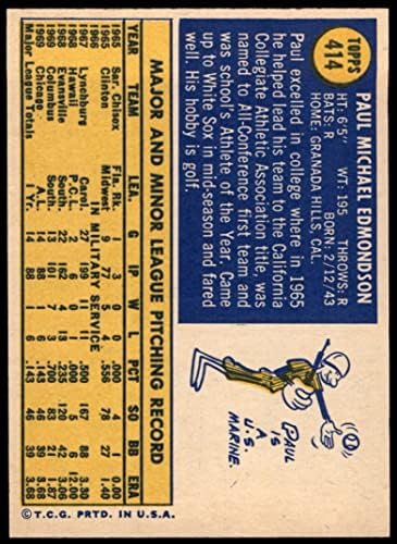 1970 Topps 414 Paul Edmondson Chicago White Sox Ex White Sox