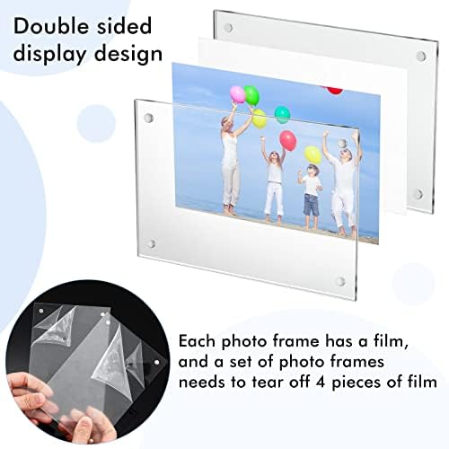 4 pachet cadru de imagine acrilică 4x6 ​​Clear Magnetic Picture Frame Desktop Afișare Rame foto cu două fețe cu suport pentru