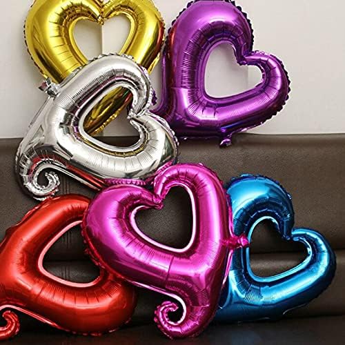 14pcs 18inch 7 tipuri de culori baloane cu folie de inimă, cârlig de inimă baloane din folie de aluminiu, inimă romantică baloane