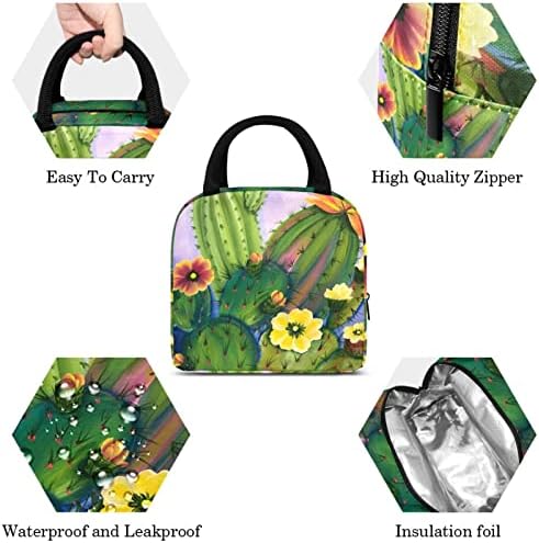 GUEROTKR geanta de prânz pentru bărbați,cutie de prânz izolată, cutie de prânz pentru adulți, acuarelă, model de flori de plante verzi