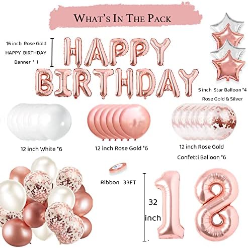 18 decorațiuni de aniversare pentru fete decorațiuni de petrecere din aur roz roz pentru femei para feste, banner de ziua de