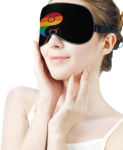 Yin și Yang Gay Pride Sleeping Mask cu curea reglabilă cu curea moale, copertă pentru ochi, fără ochi, pentru călătorii, relaxează