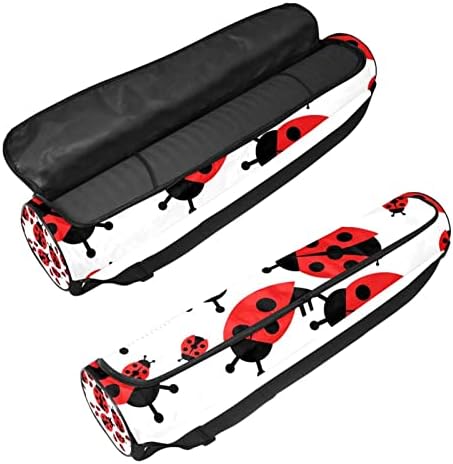 RATGDN Yoga Mat Bag, Ladybugs Print Ladybirds exercițiu Yoga mat Carrier Full-Zip Yoga Mat Carry Bag cu curea reglabilă pentru