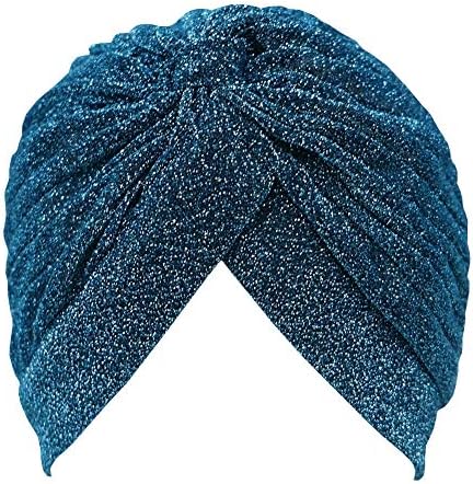 GETACOTA plisată Glitter Turban pentru femei Stretchy Hat Beanie Headwrap Twist Elastic Slip pe Cap pălării accesorii