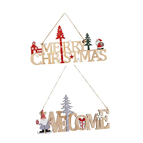 Amosfun 2pcs Santa Etichete Sign ușă față Chritmas ușă Etichetă atârnată Placă de Crăciun Placă de Crăciun Sign Sign decorațiuni