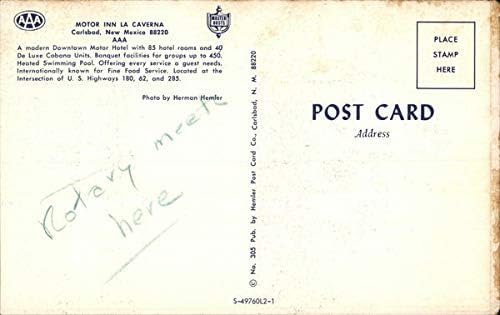 Motor Inn La Caverna Carlsbad, New Mexico NM Original Vintage Postcard