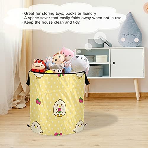 Chick Strawberry Pop Up spălătorie împiedică cu fermoar capac pliabil coș de rufe cu mânere coș de depozitare pliabil organizator