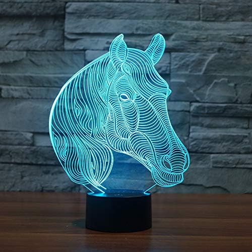Jinnwell 3d Horse Animal Animal Lumina Lumină Lumină Iluzie 7 Schimbare de culoare tactilă tactilă Lămpi Decorare Lămpi LED