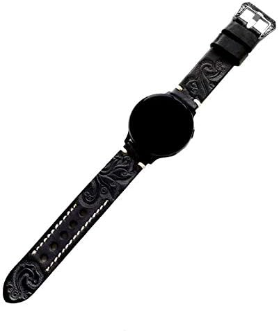 Nickston în relief Band și gri din piele autentică, compatibilă cu Garmin Venu 2s Smartwatches curea cu pini și instrument