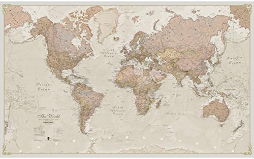 MAPS International Giant Giant World Harta - Antique World Map Poster - Laminat - 46 x 77,5