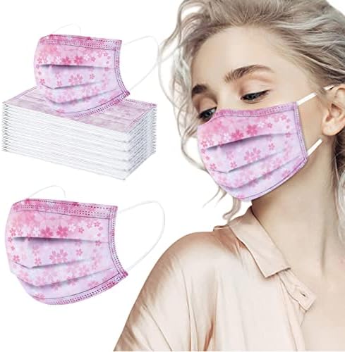50 buc măști de față colorate de unică folosință, Respirabil nețesut Tie Dye acoperire facială pentru gură cu 3 straturi Clip