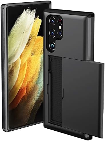 ATRAING compatibil cu Galaxy S22 portofel ultra Case cu slot pentru suport pentru Card rezistent la șocuri Hard PC TPU telefon