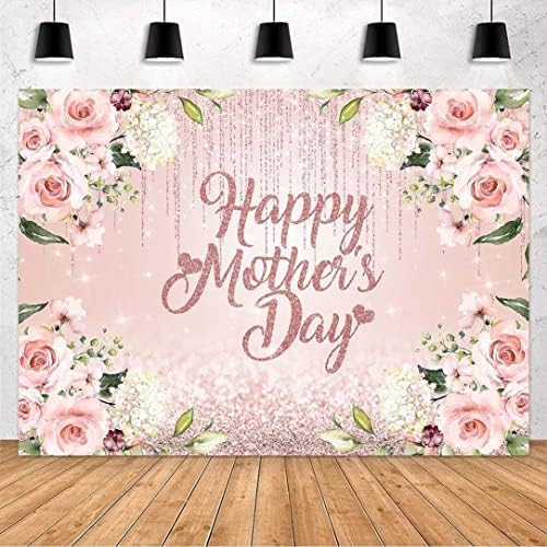 Avezano Fericit Ziua Mamei fundal Rose Gold florale sclipici Ziua Mamei fundal decoratiuni cel mai bun mama vreodată Partidul