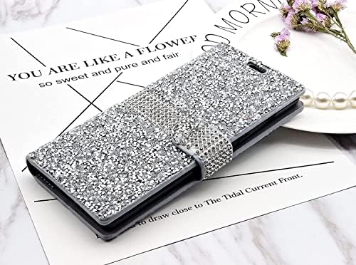 PinyCase Bling Stras portofel caz pentru iPhone 14 Pro lux sclipici diamant Sparkle cristal Flip Stand Card Slot fata Femei