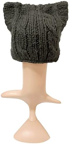 Bibitime handmade tricot pussycat pălărie pentru femei din martie pentru femei, urechi de pisici beanie