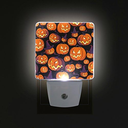 2 pc Plug - in LED lumini de noapte cu Halloween dovleci Nightlights cu Dusk la Dawn Senzor Lumina Alba Perfect pentru baie