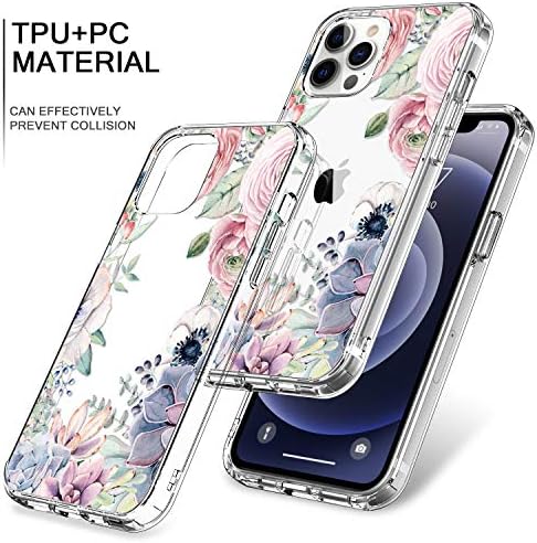 Bicol iPhone 12 Pro Max Carcasă, Crystal Clear Cover cu designuri florale la modă pentru fete pentru femei, carcasă de telefon