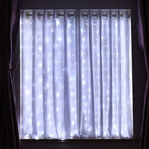HXWeiye White Scurt Curtain Lights pentru fereastră mică, lumină de zână de 3,3x5ft cu cronometru și 8 clipuri pentru dormitor,