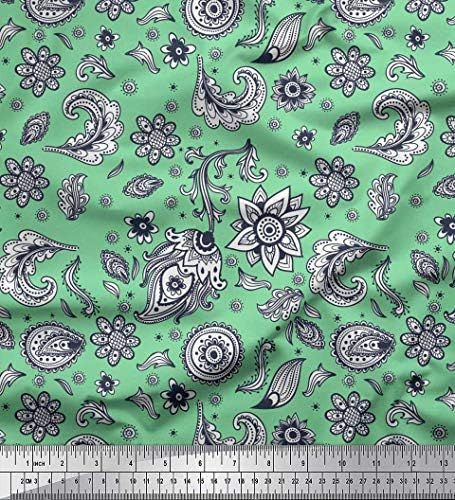Soimoi bumbac Jersey Fabric Paisley & amp; Floral Artistic Print Fabric de curte 58 Inch larg