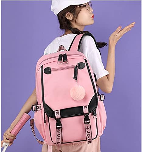 Rucsacuri Dageraad pentru fete adolescente cu port USB, rucsac drăguț roz poate deține 15.6in caiet, tablete.Girls Rucsac poate