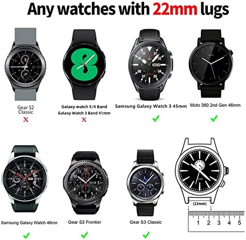 Banda de ceasuri de 22 mm LeRobo compatibilă cu Samsung Galaxy Watch 46mm/Galaxy Watch 3 45mm/Gear S3 Classic/Frontier, 22mm