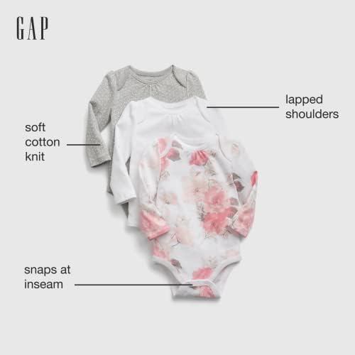 GAP Baby Girls 3-piece primul favorit Maneca lunga Bodysuit Set