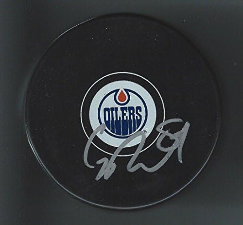 Griffin Reinhart a semnat pucul Edmonton Oilers Vegas Golden Knights-pucuri NHL cu autograf