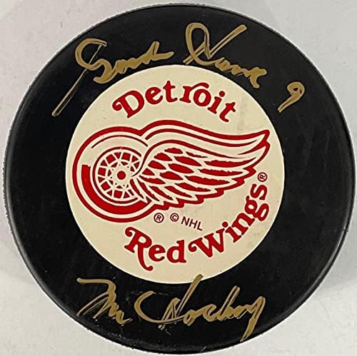Gordie Howe autografe Vintage Detroit Red Wings puc - autografe NHL pucuri