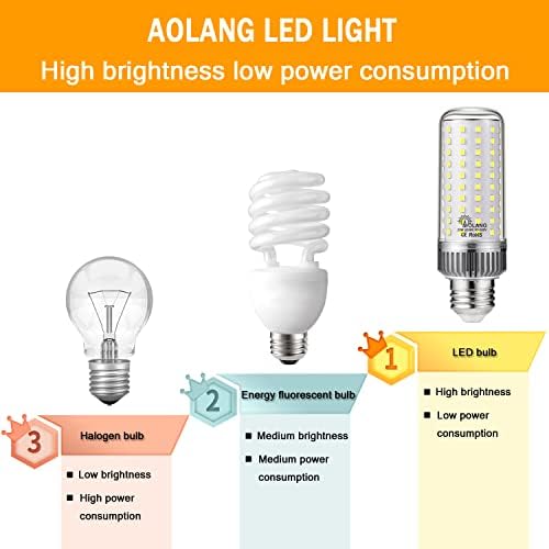 Bec LED Aolang E26, bec LED de porumb de 25W 200W echivalent 6000K Lumina zilei Alb 2500lm Non-dimmable Flicker Free tavan