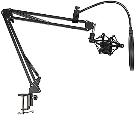 Wdbby microfon foarfeca braț Stand și masă montare clemă & amp; NW filtru parbriz scut & amp; metal Mount Kit