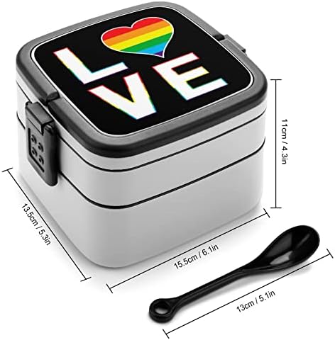 Gay Love Rainbow LGBT Box de prânz portabil cu două straturi dublu-strat Bento Box cu capacitate mare de prânz Container alimentar