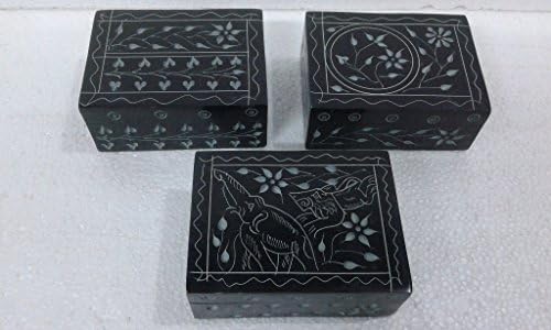 Cutie de bijuterii din marmură Inlay Pietra Dura Taj Mahal Craft de artă handmade și cadouri 4x3 inch