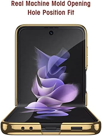 SHIEID Samsung Z Flip 4 caz, Z Flip 4 caz cu inel de telefon caz, galvanizare culoare pictura sticla securizata capac de protecție
