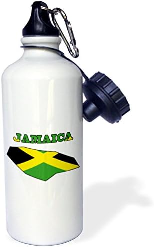 3Drose Jamaican Flag în harta conturului și cuvântul sticla de apă Jamaica-Sports, 21 oz, alb