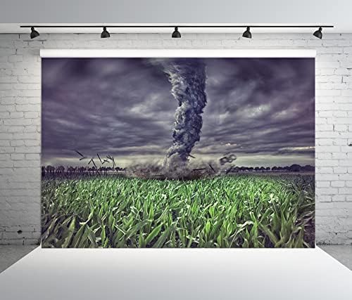 BELECO 10x6. 5ft Fabric Green Cornfield Tornado fundaluri pentru fotografie rural Teren Agricol fulgere furtunoasă tornadă
