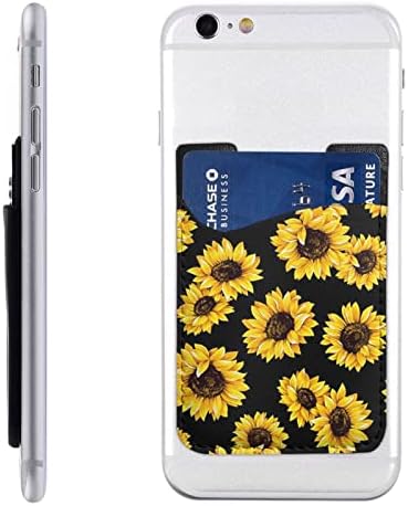 Suportul pentru card de telefon mobil Sunflower, pastă de portofel pentru telefon mobil din piele, suport pentru card elastic