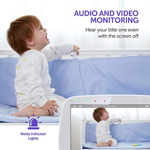 Monitor pentru Bebeluși HiPP, Monitor Video pentru bebeluși de 5 720P cu cameră Pan-Tilt-Zoom, monitorizare Audio și vizuală,