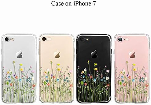 Carcasă UNOV pentru iPhone SE iPhone SE iPhone 8 iPhone 7 Carcasă Clear cu design model floral în relief TPU Absorbție de șoc